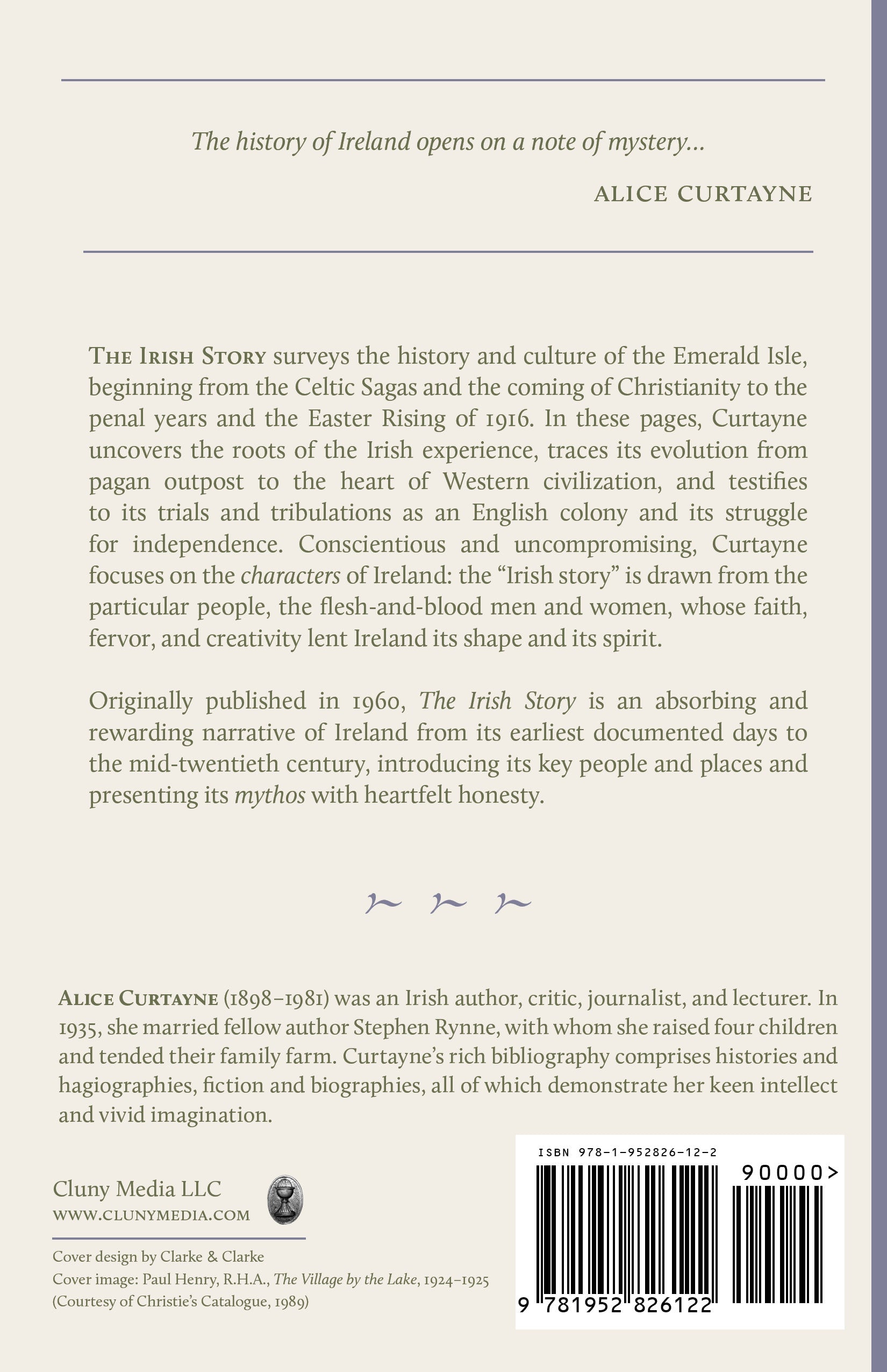 The Irish Story book back cover with summary text and barcode