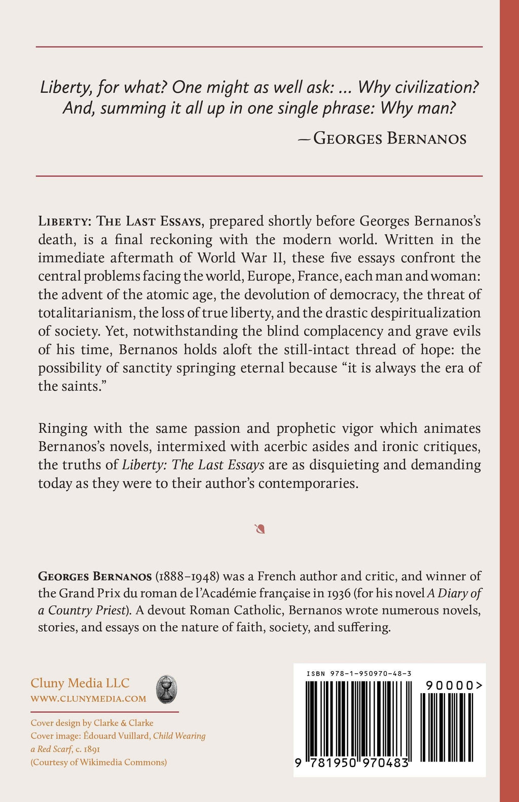 Book back cover with synopsis, publisher details, and barcode for Liberty