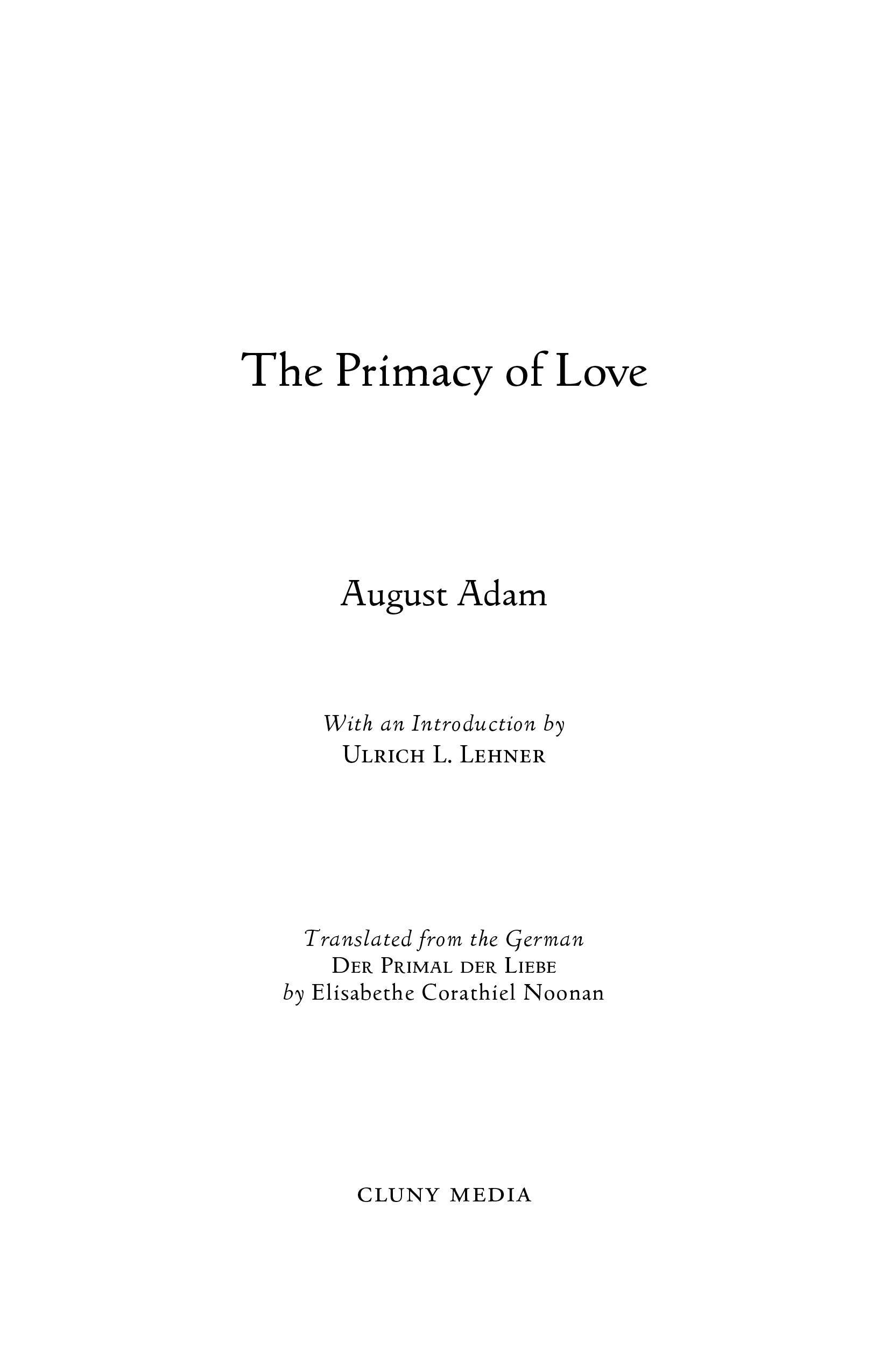 Book title page with August Adam and introduction by Ulrich L. Lehner