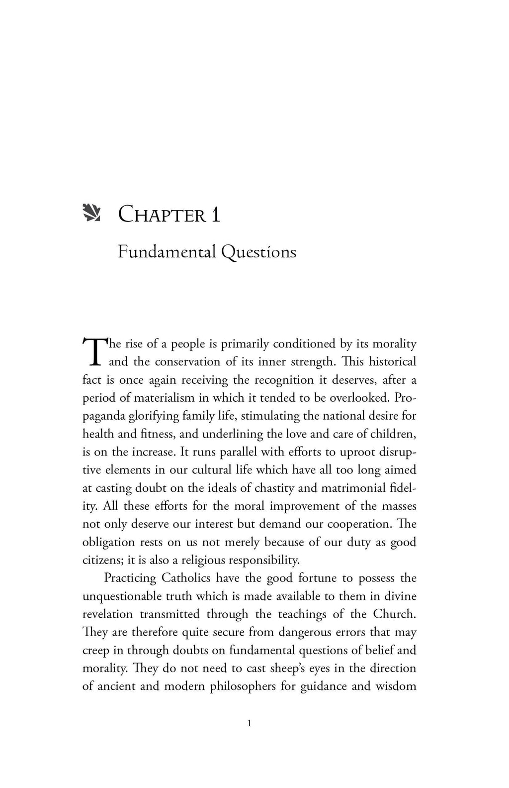 Book chapter page with heading Fundamental Questions and Chapter 1 text
