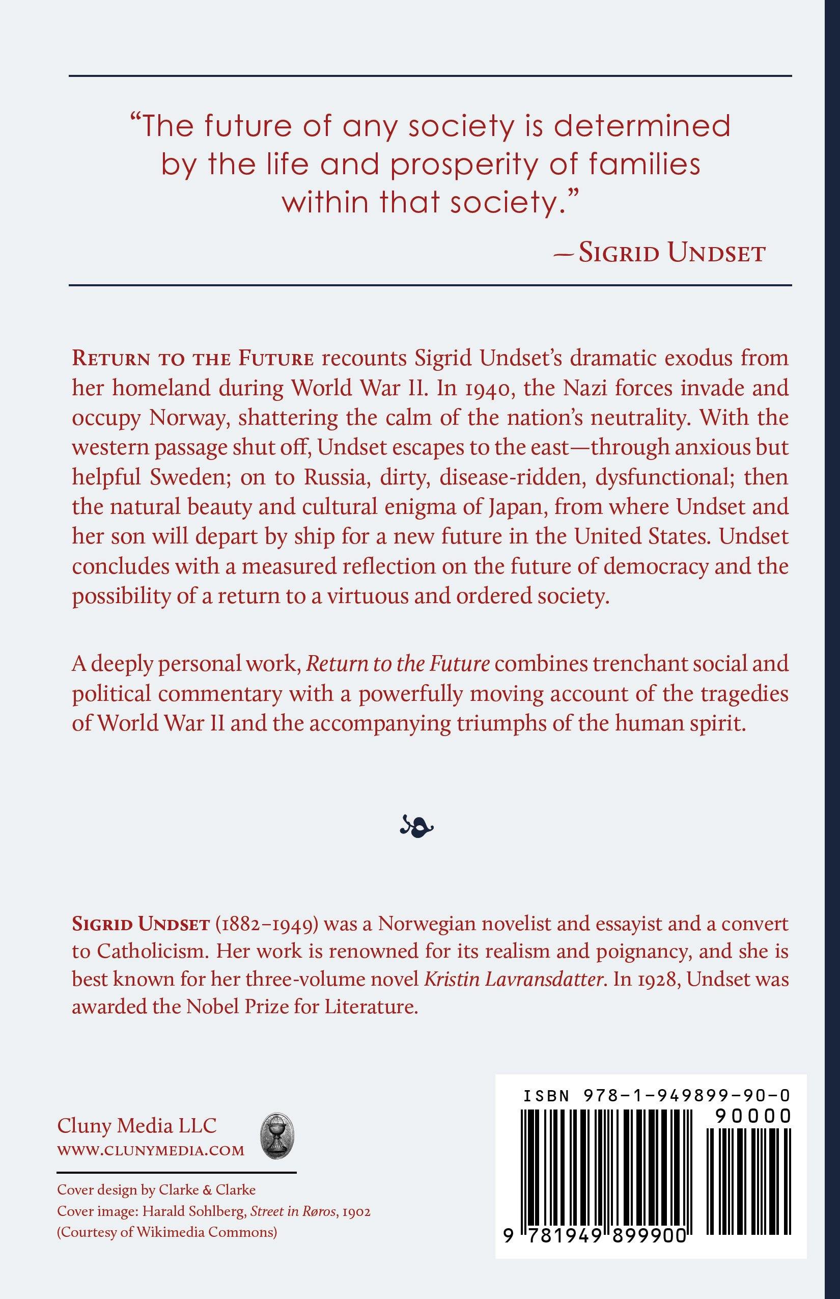 Book back cover page with quote, synopsis text, publisher info, and barcode