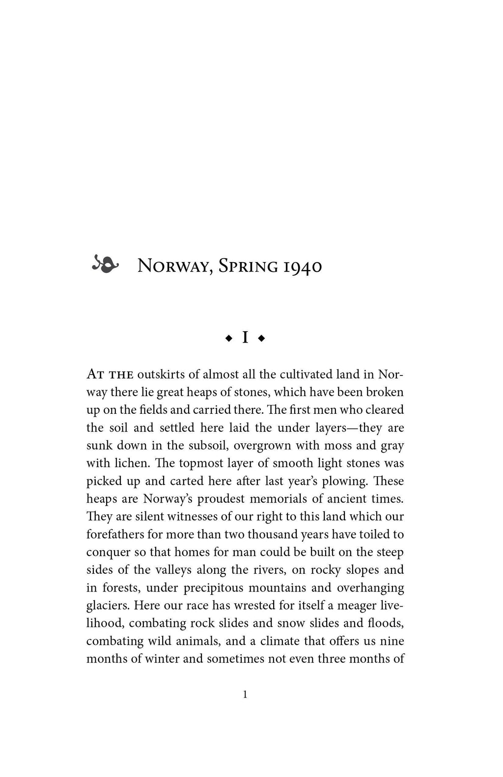 Book interior page headed “Norway, Spring 1940” with paragraph text
