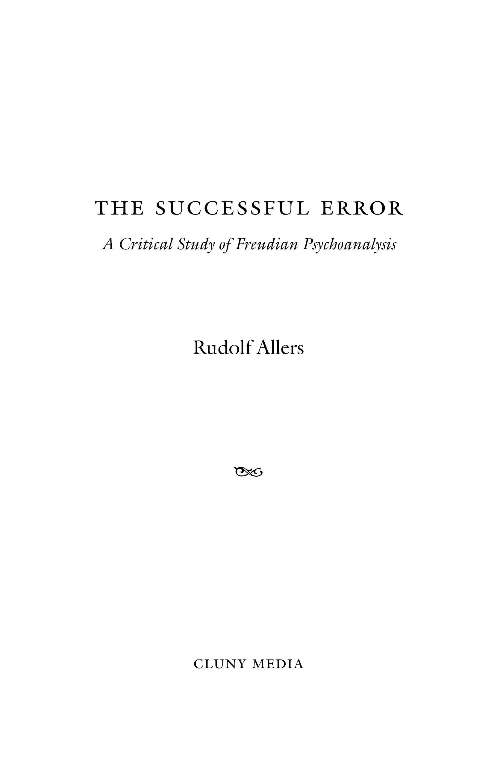 Book title page with “The Successful Error” and author name Rudolf Allers