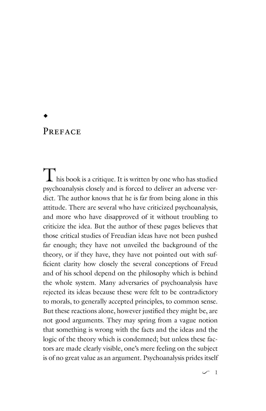 Book preface page with dense printed text and page number 1