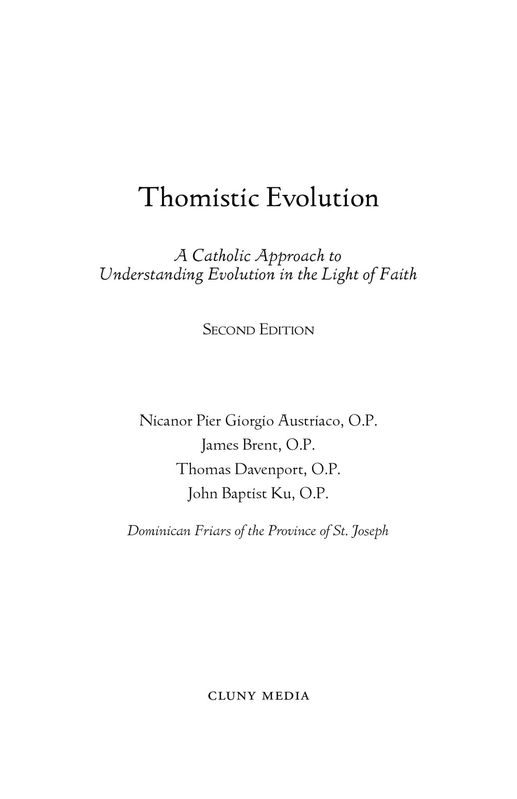 Thomistic Evolution title page, Second Edition with author names