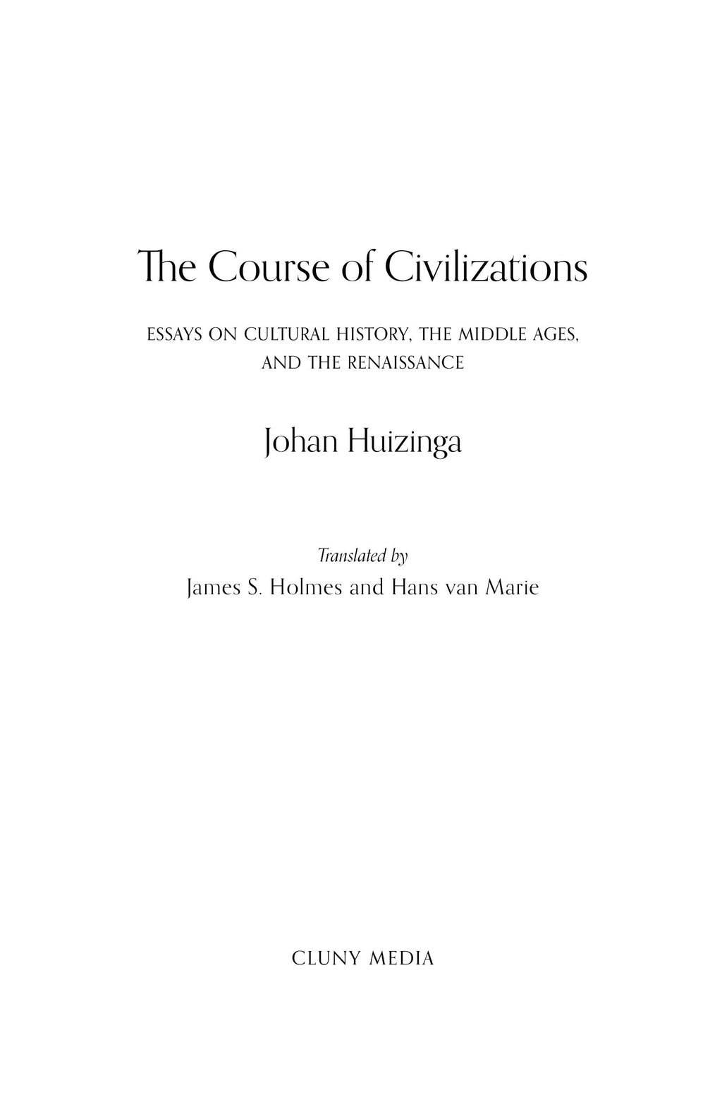 Book title page with book title and Johan Huizinga name centered on white