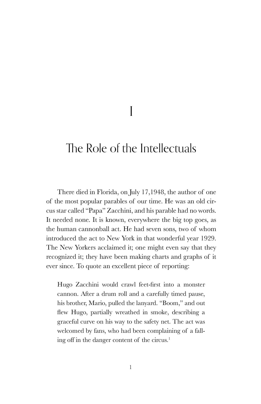 Book page: The Role of the Intellectuals heading with paragraph text