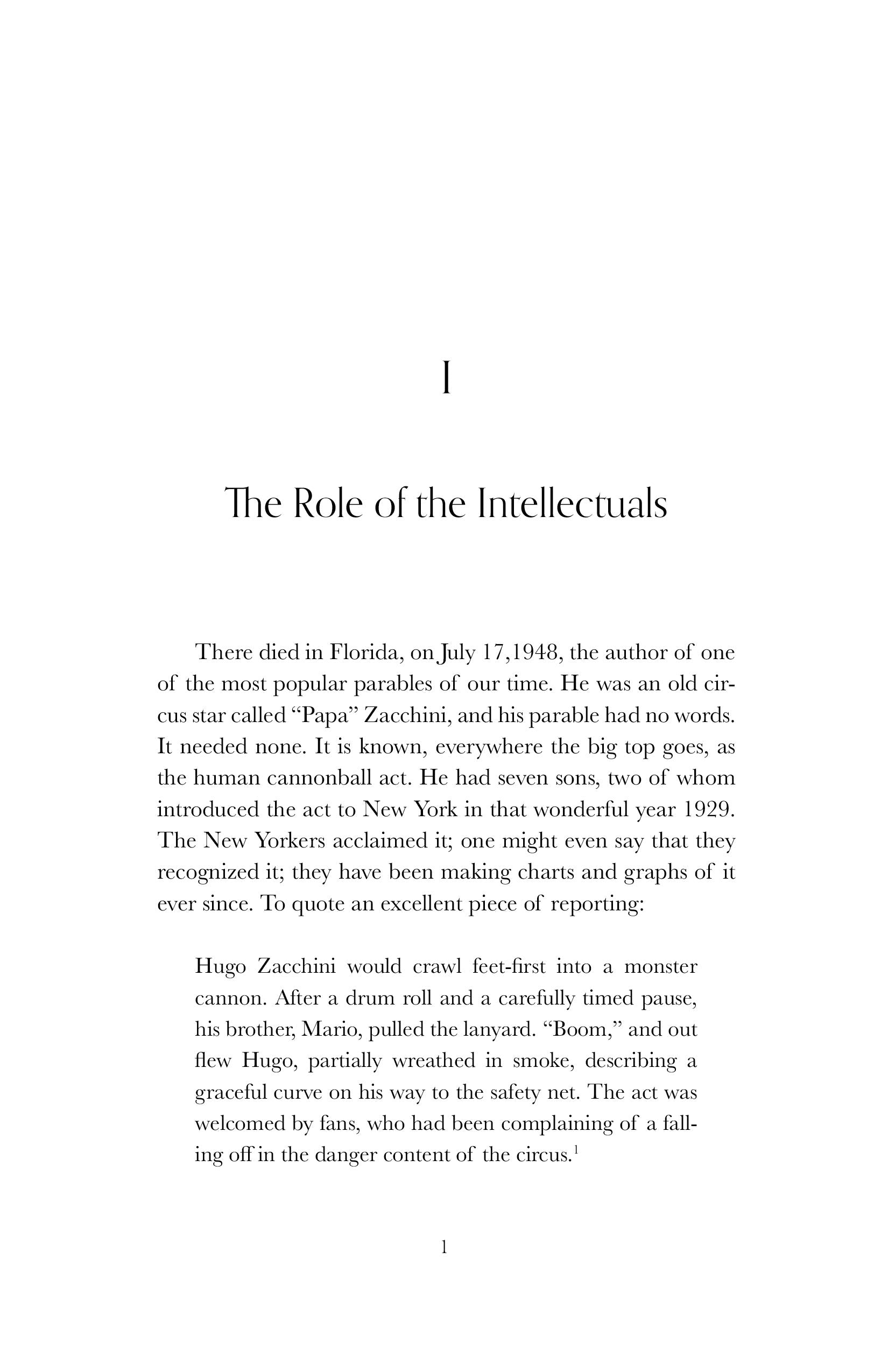 Book page: The Role of the Intellectuals heading with paragraph text