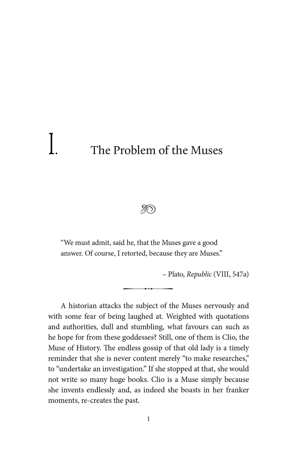 Book interior page titled 'The Problem of the Muses' with quote and paragraph text