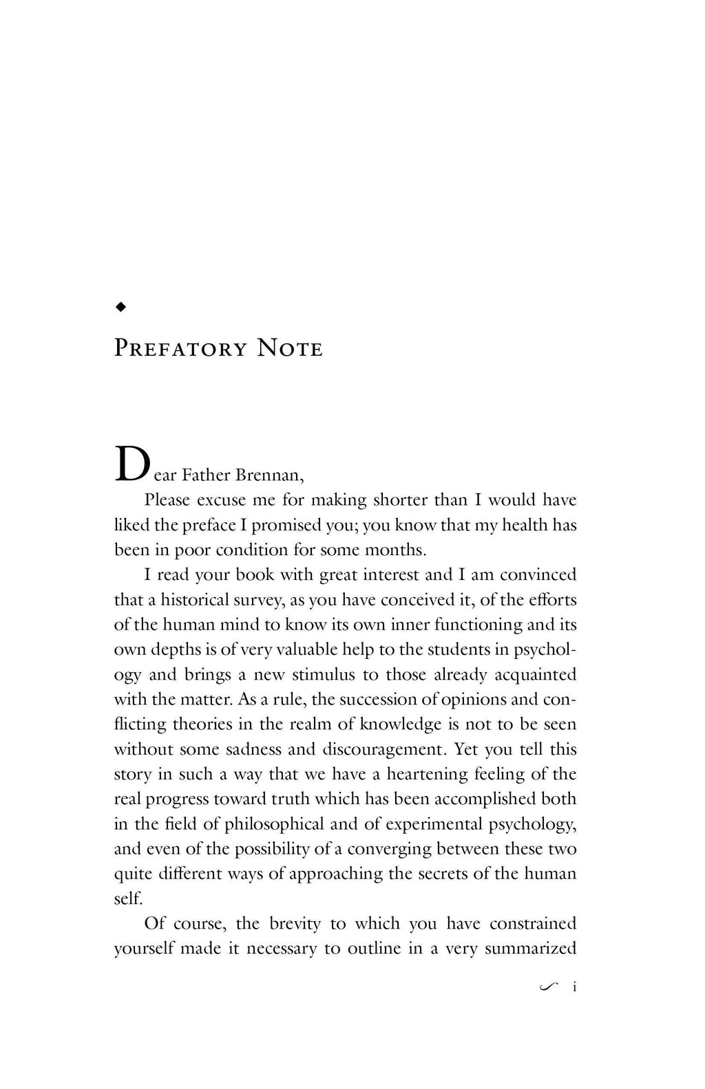 Book page with Prefatory Note heading and paragraph text with a signature mark.