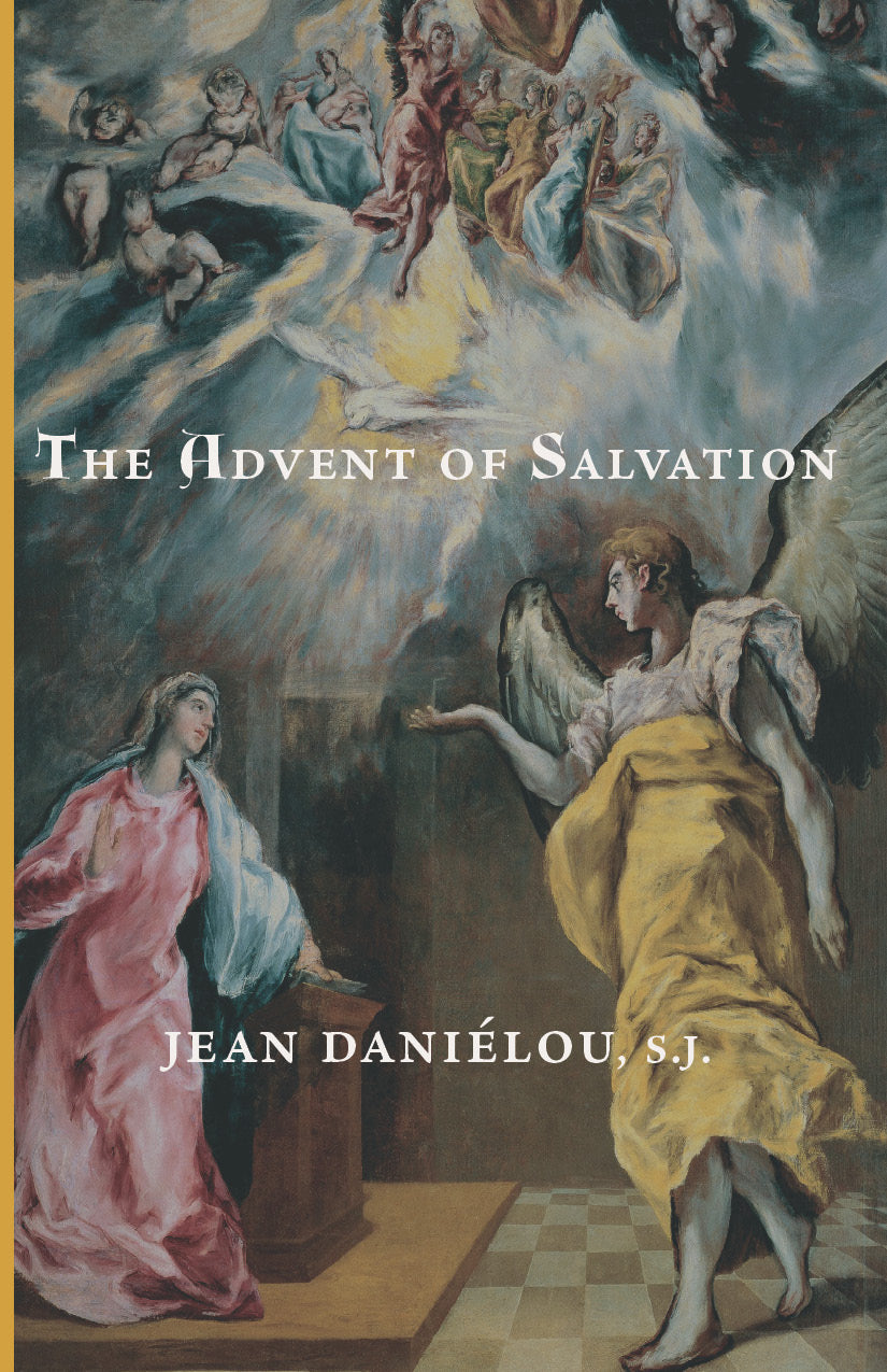 Book cover with religious artwork, The Advent of Salvation title and Jean Daniélou.