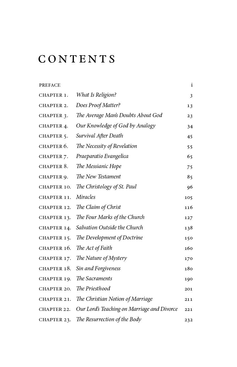 Contents page with chapter list and page numbers