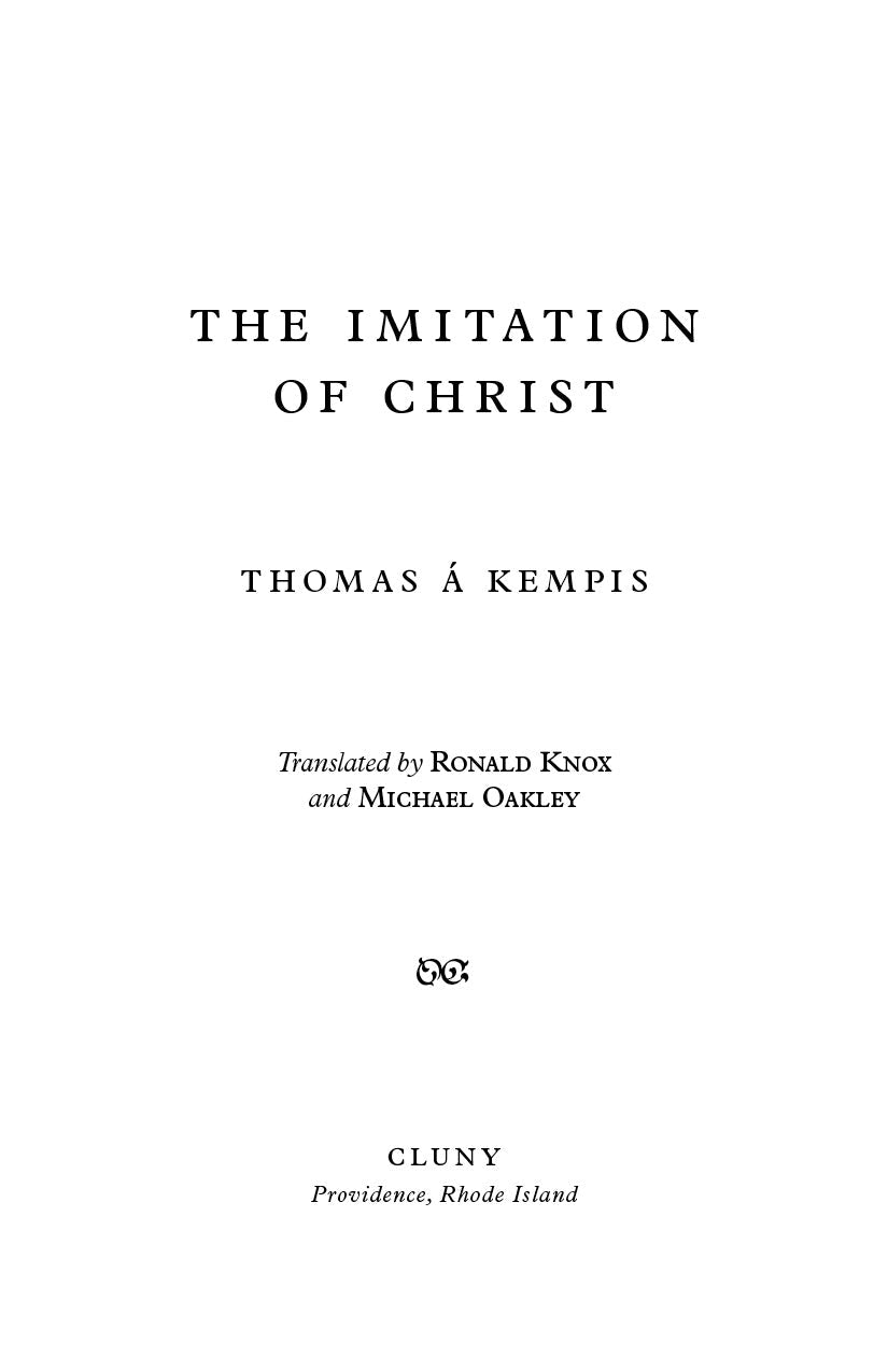 Religious book title page for The Imitation of Christ with Thomas a Kempis