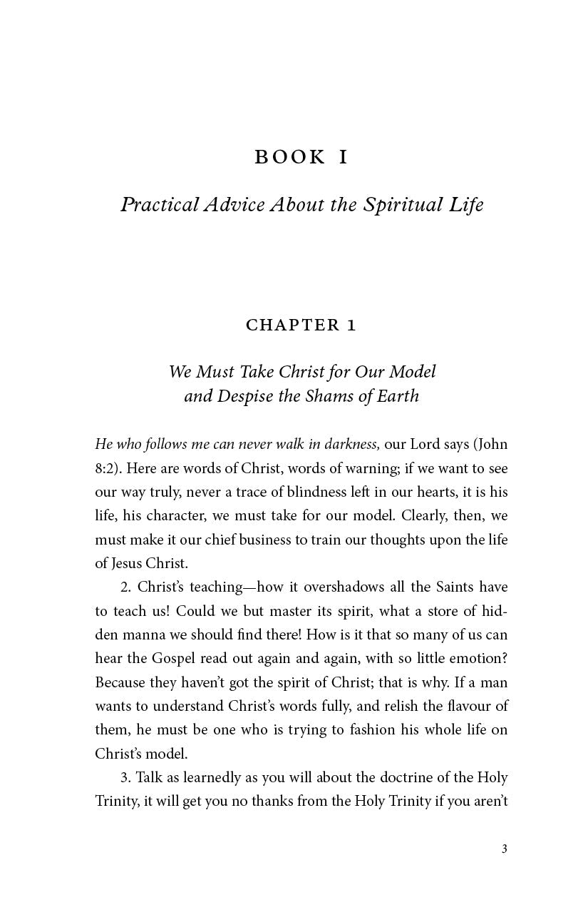Book I chapter 1 page from The Imitation of Christ with verse text