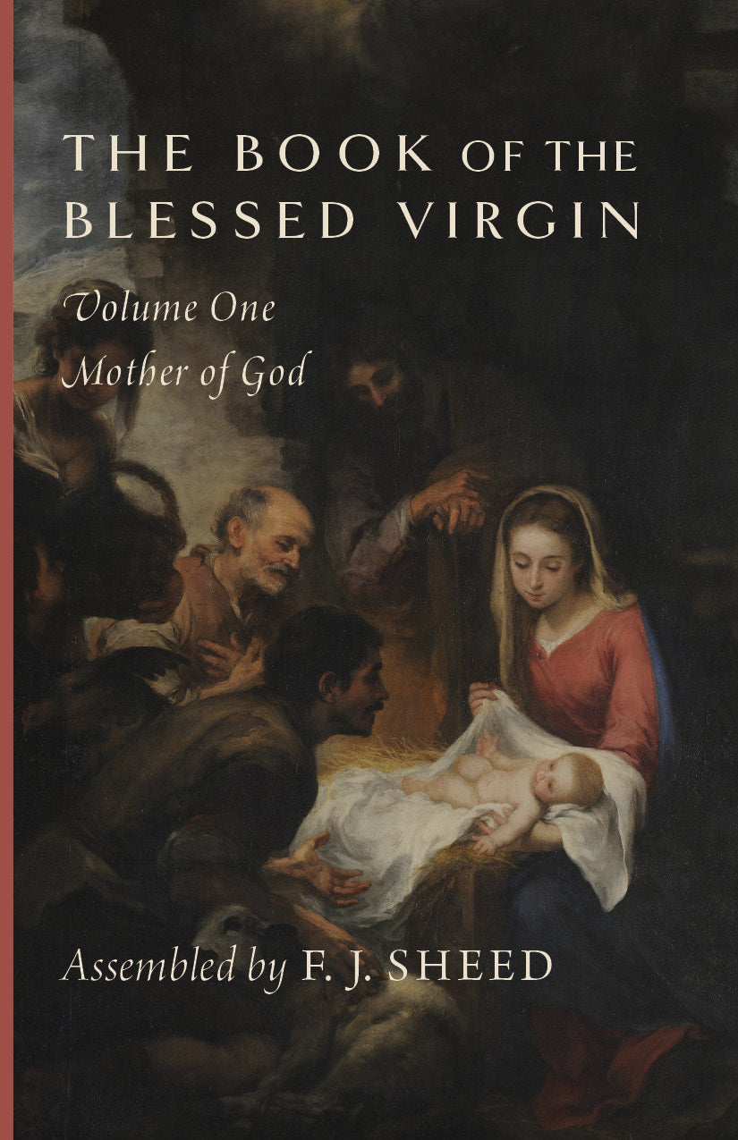Volume 1 Mother of God book cover with title text and Nativity painting
