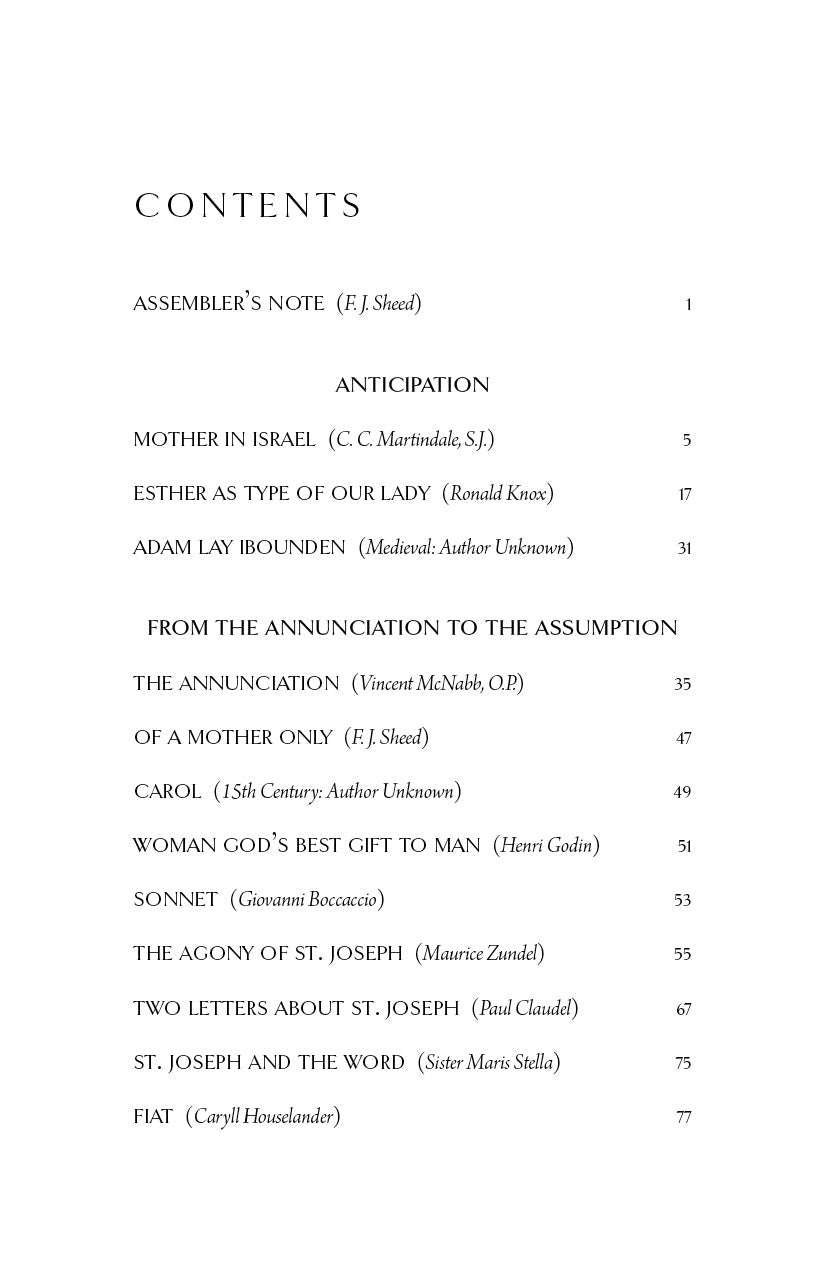 Contents page listing sections such as Anticipation and Mother in Israel