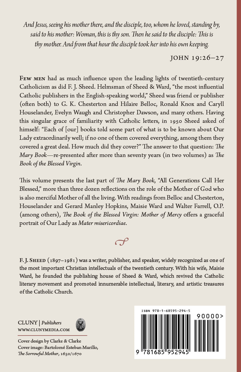 Book back cover for Volume Two: Mother of Mercy with barcode and publisher details
