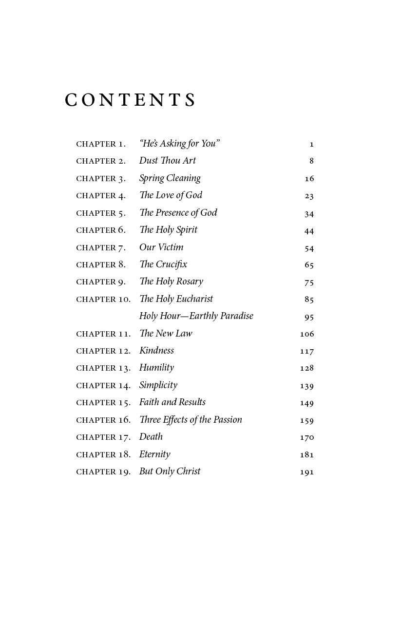 Retreat book contents page with chapter list