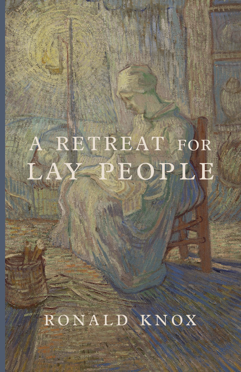 Religious book cover with lay people title and Ronald Knox, illustrated artwork