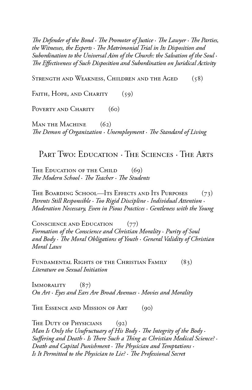 Book contents page listing chapter titles and page numbers for education and ethics