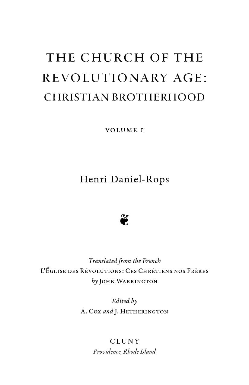 Book title page: The Church of the Revolutionary Age, Christian Brotherhood, Volume 1