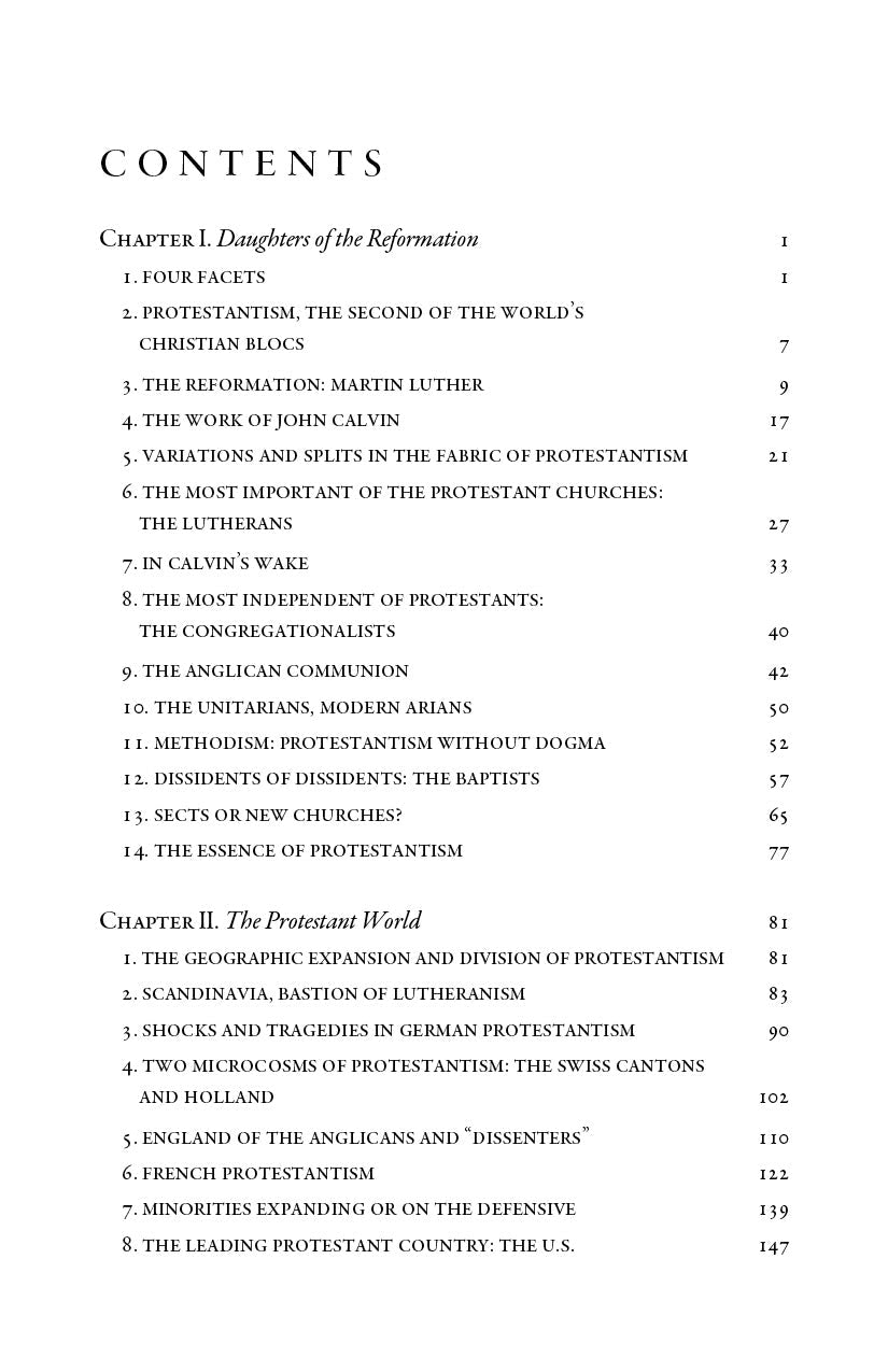 Table of contents page listing chapters with page numbers