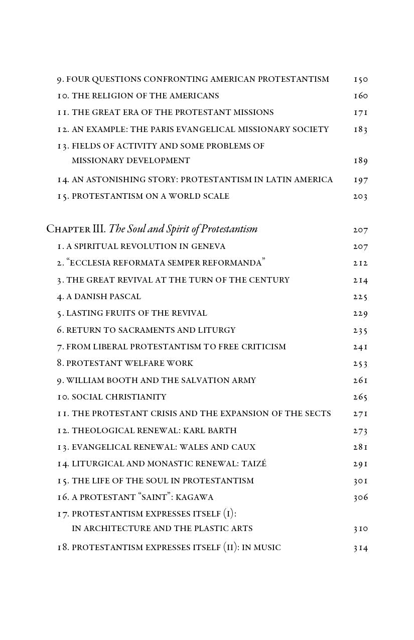 Numbered contents page with section titles and page numbers