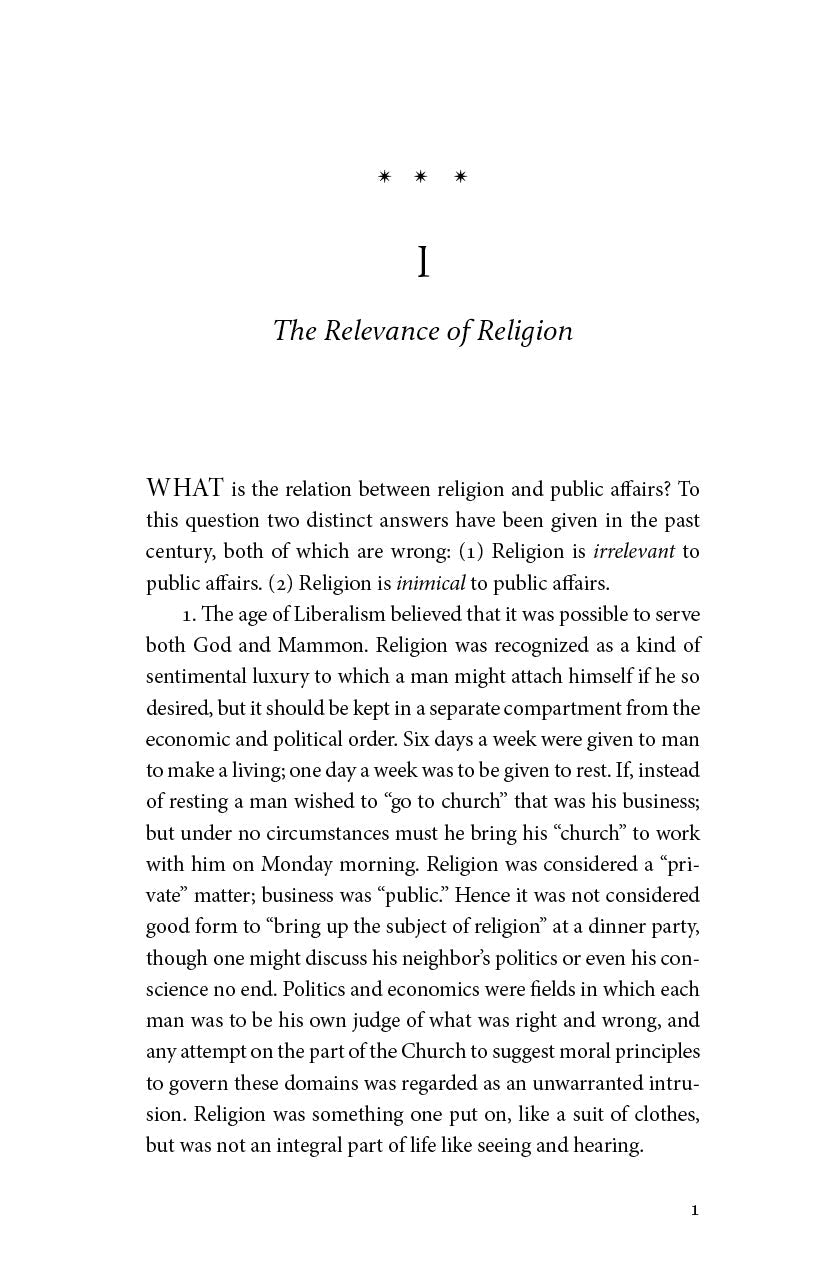 Book page titled The Relevance of Religion with paragraph text