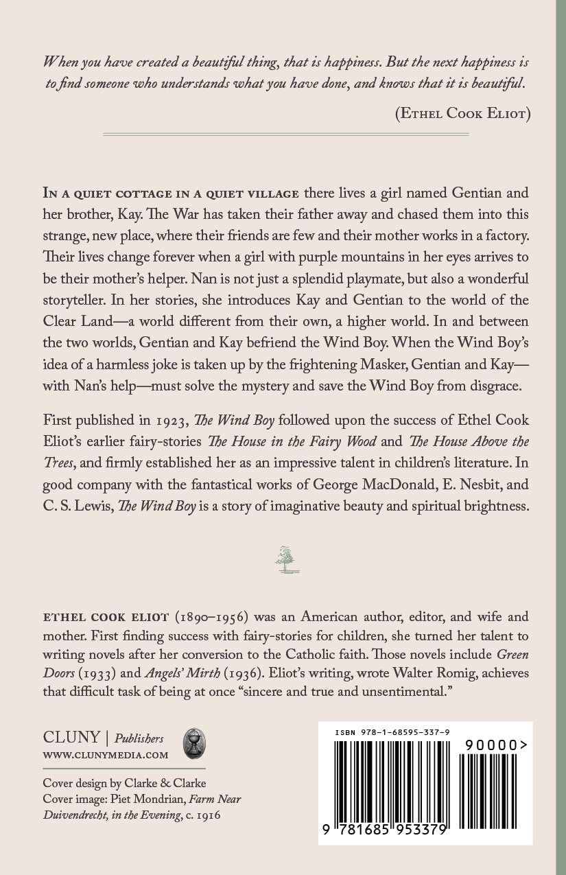 The Wind Boy book back cover with synopsis text and barcode