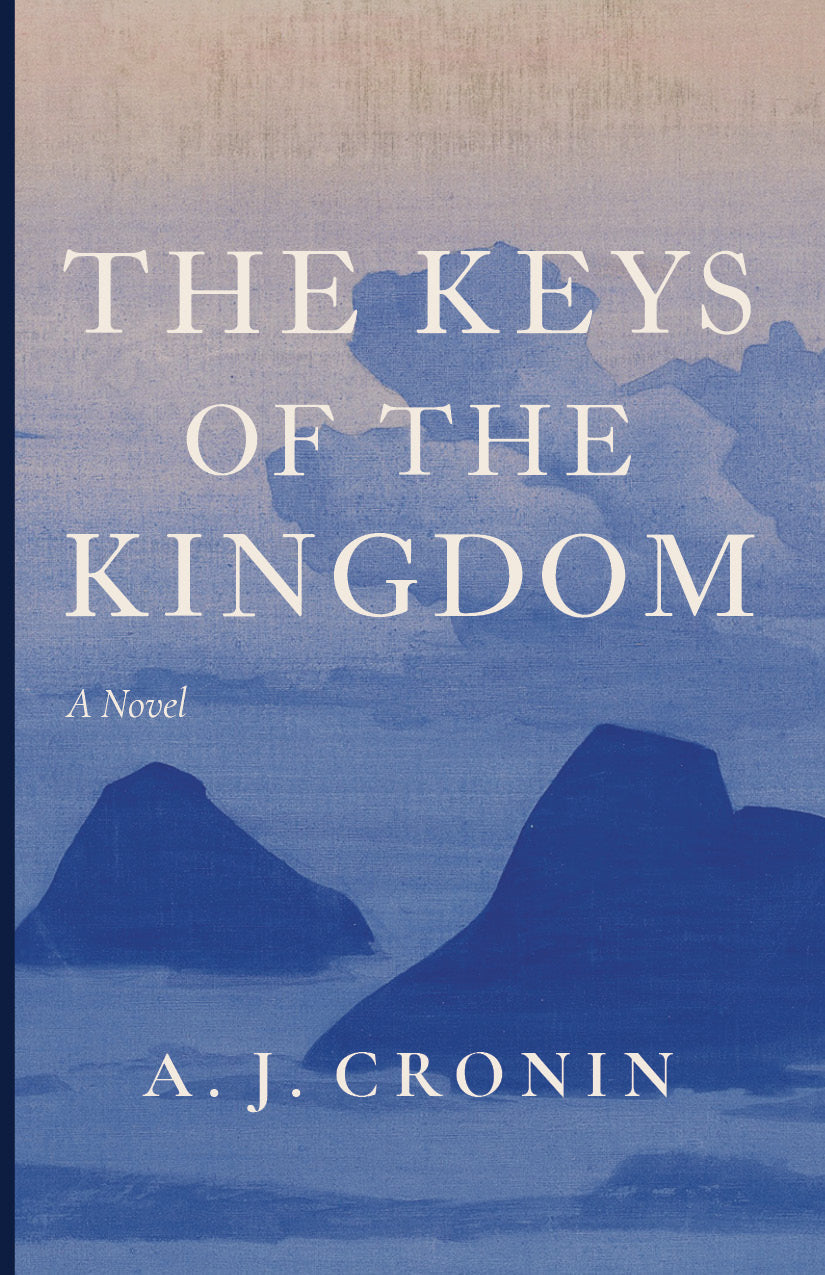 Novel book cover with blue mountains and white title text