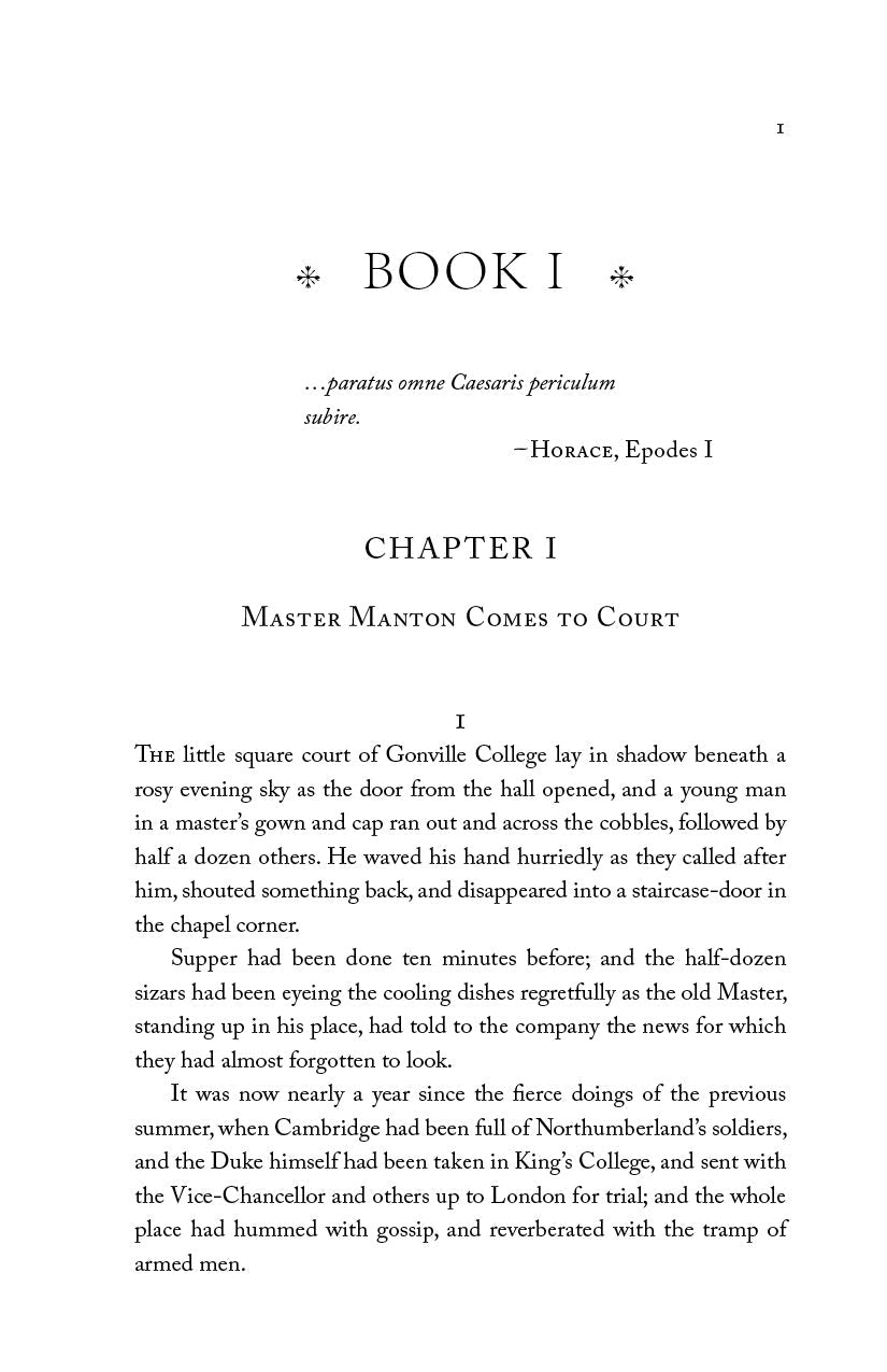 Book interior page: Book 1, Chapter 1 titled "Master Manton Comes to Court"