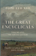 Book cover with landscape artwork; “The Great Encyclicals” and Pope Leo XIII