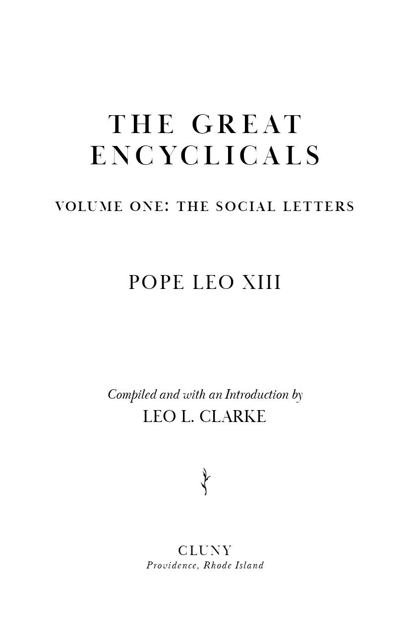 Book cover: The Great Encyclicals vol. 1, The Social Letters, Pope Leo XIII