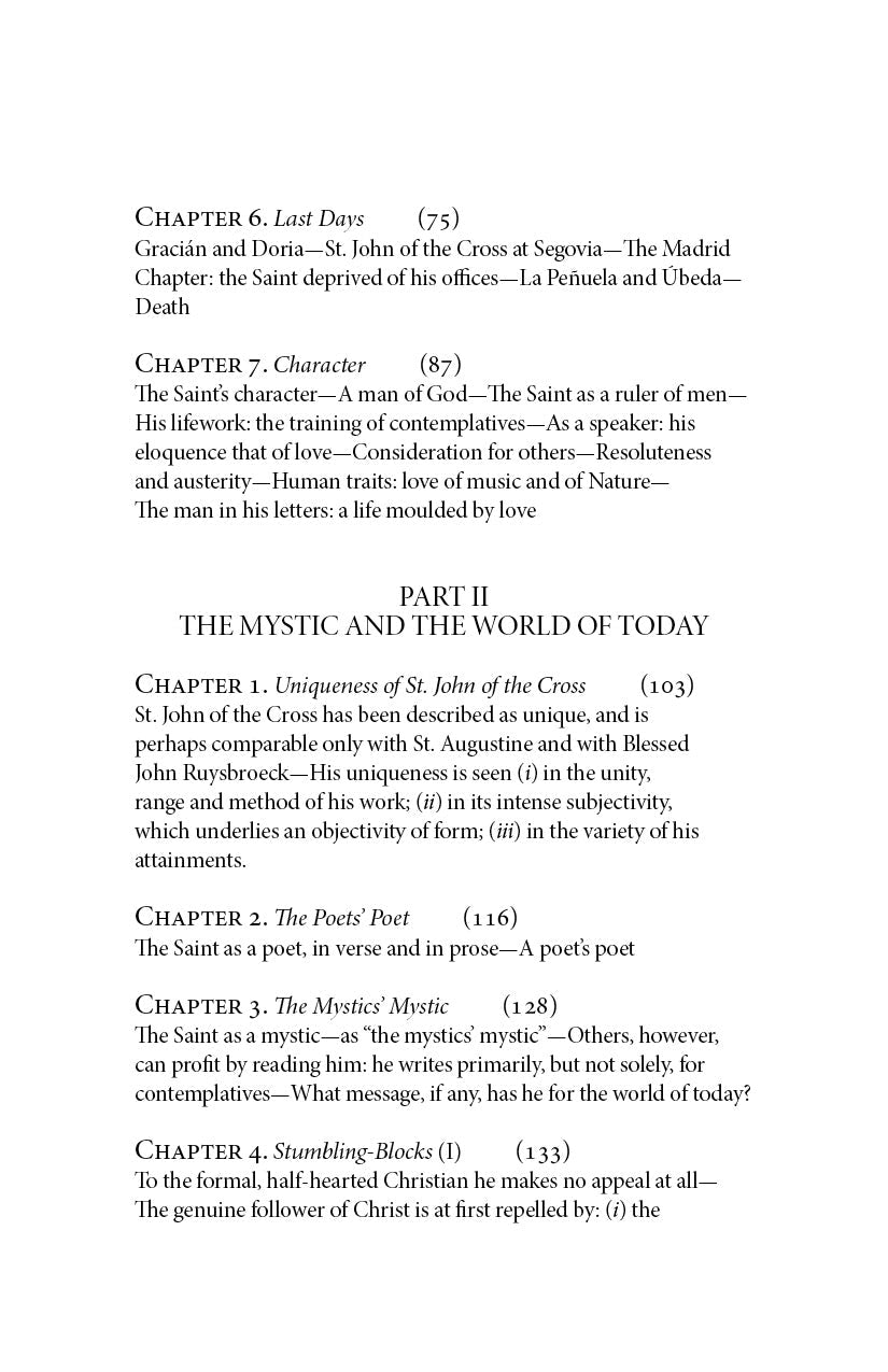 Book contents page with chapter headings and page numbers