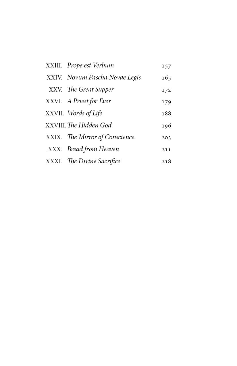 Table of contents continuation page with a chapter list and page numbers