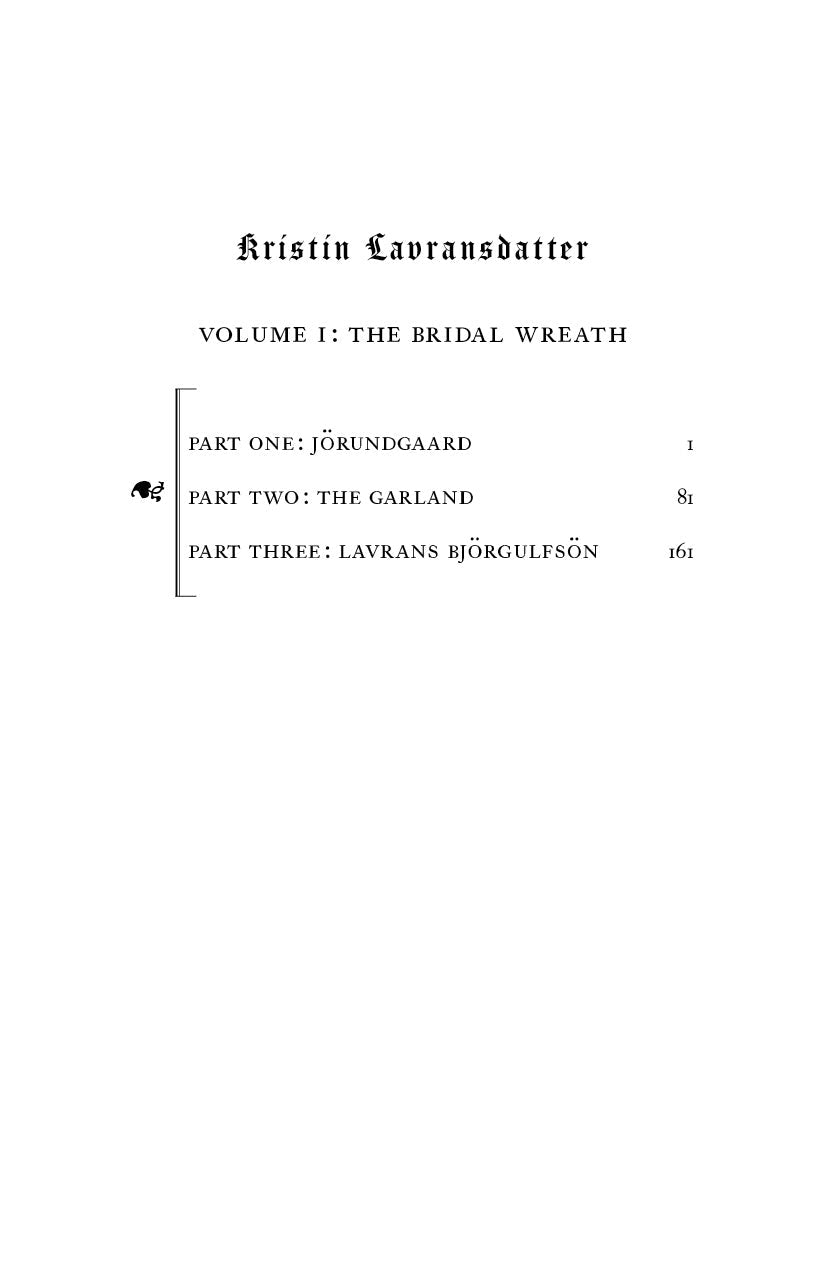 Book contents page listing Part One, Part Two, and Part Three with page numbers