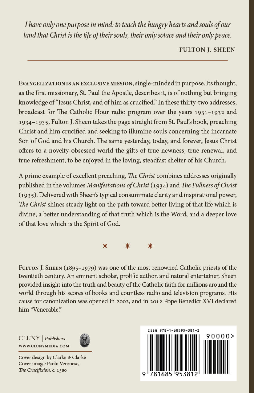 The Christ book back cover with publisher text block and barcode