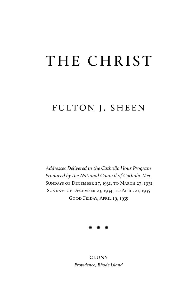 The Christ book title page with THE CHRIST and FULTON J. SHEEN