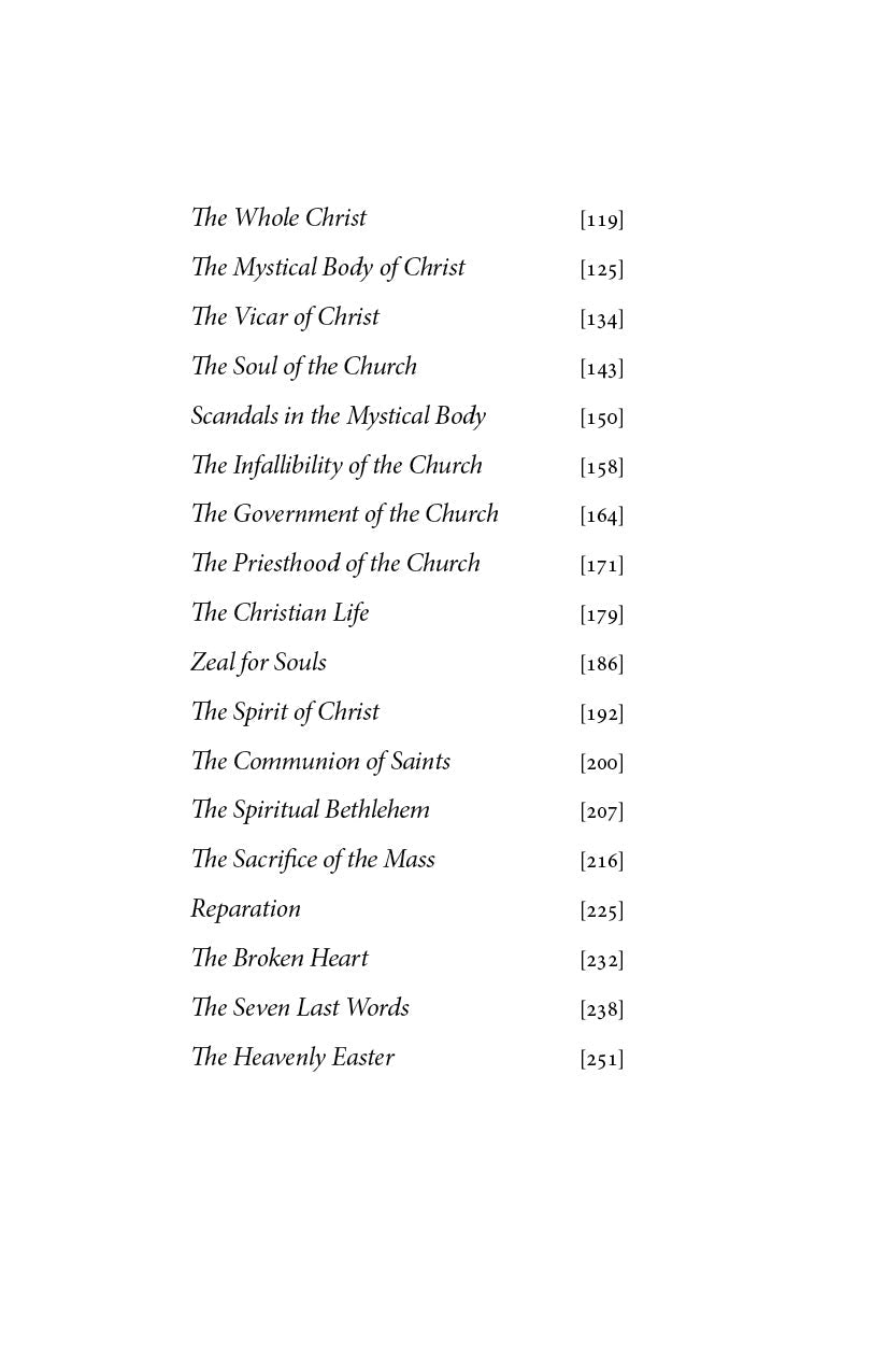 The Christ book contents page listing additional chapter titles