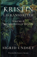 Kristin Lavransdatter Volume II book cover with dark teal leaf artwork and gold title