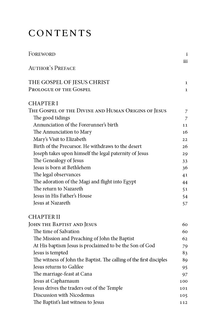 Book contents page with chapter list and page numbers.
