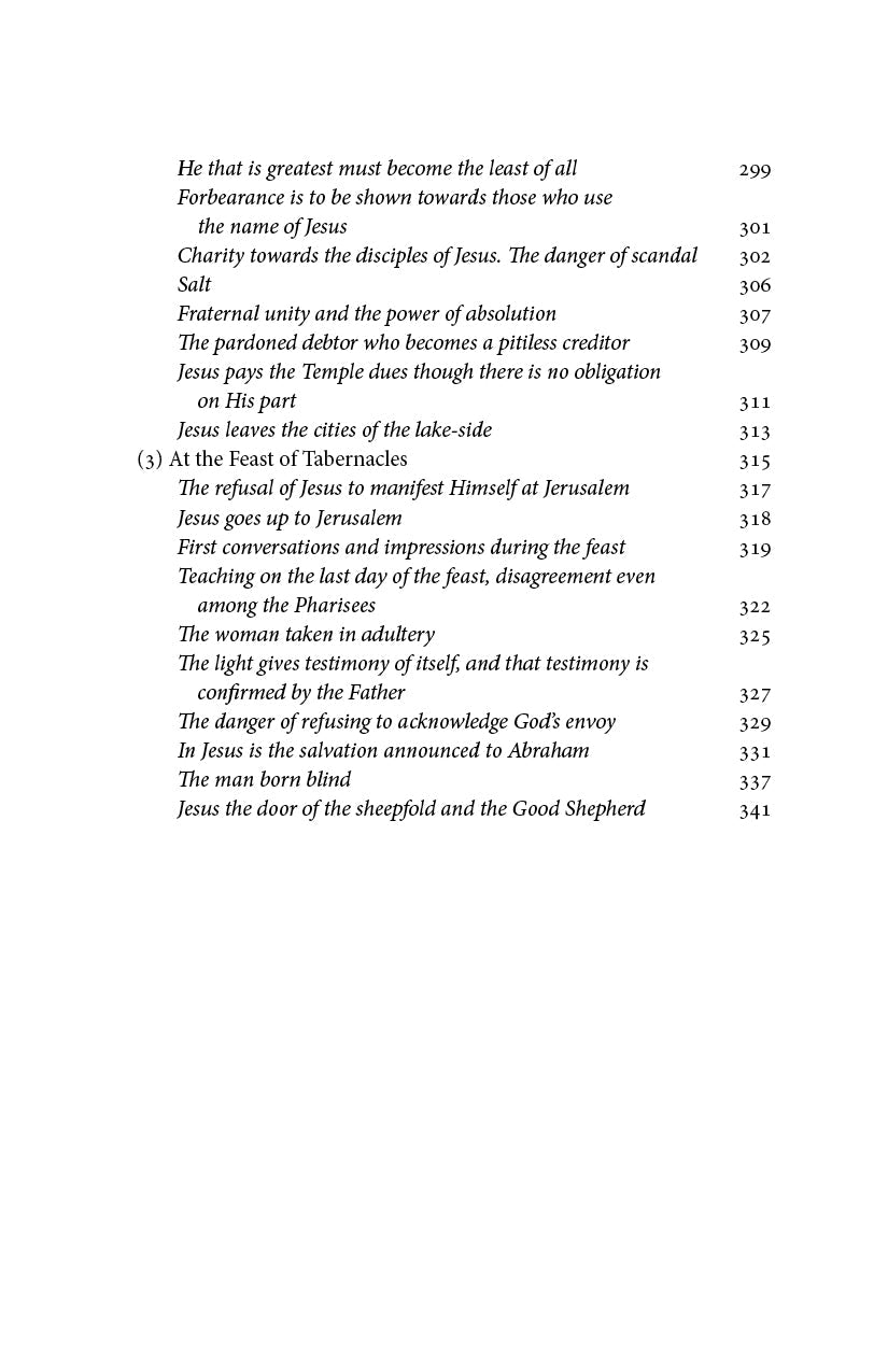 Book contents page listing sections and page numbers.