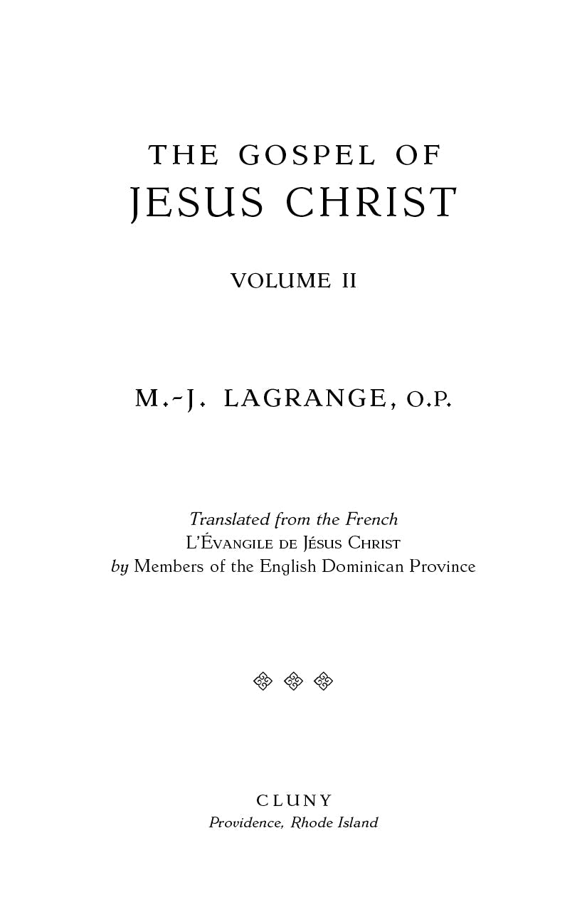 Religious book title page with centered heading, Volume II, and M.-J. Lagrange