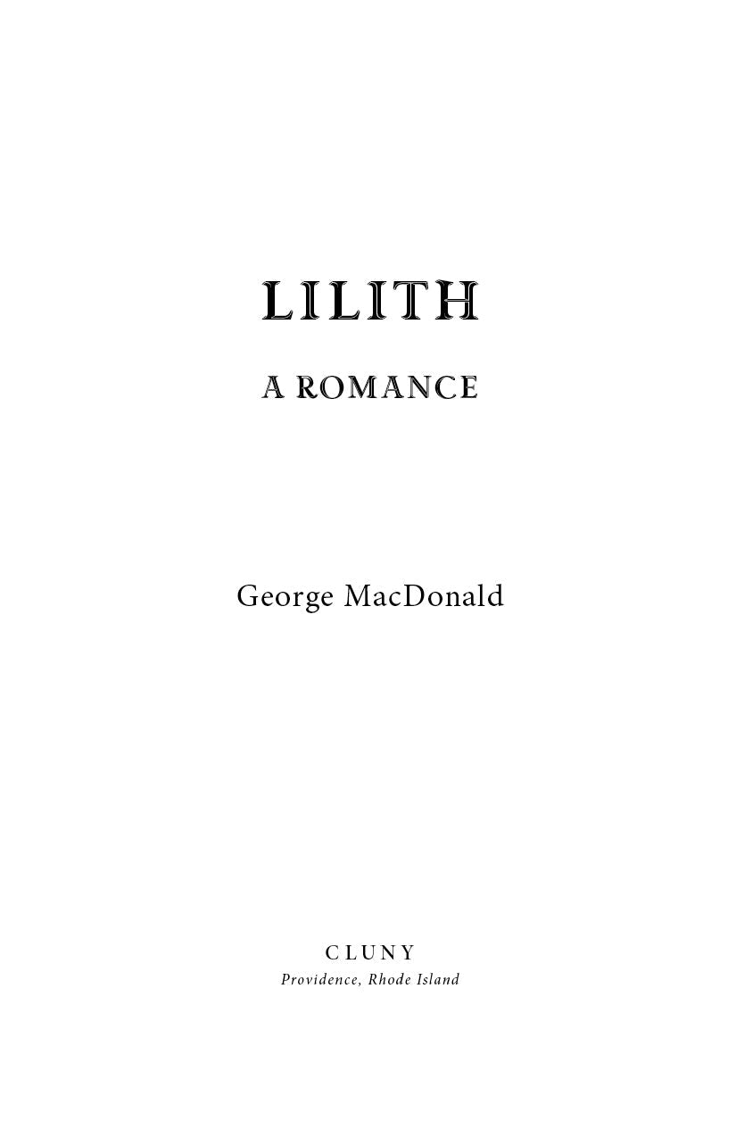 Book title page reading LILITH A ROMANCE by George MacDonald