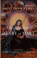 Book cover featuring Mary holding a heart with ornate title lettering