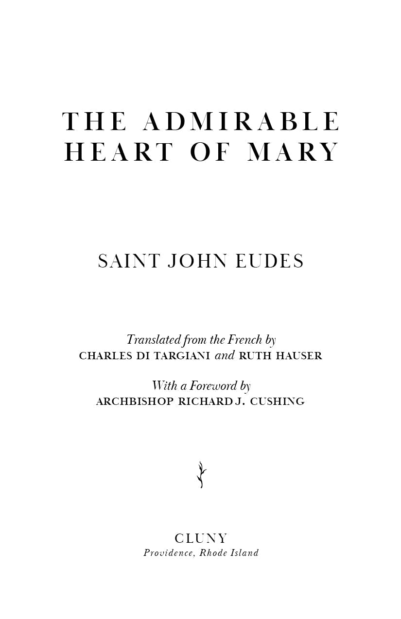 Book title page with “The Admirable Heart of Mary” and author names