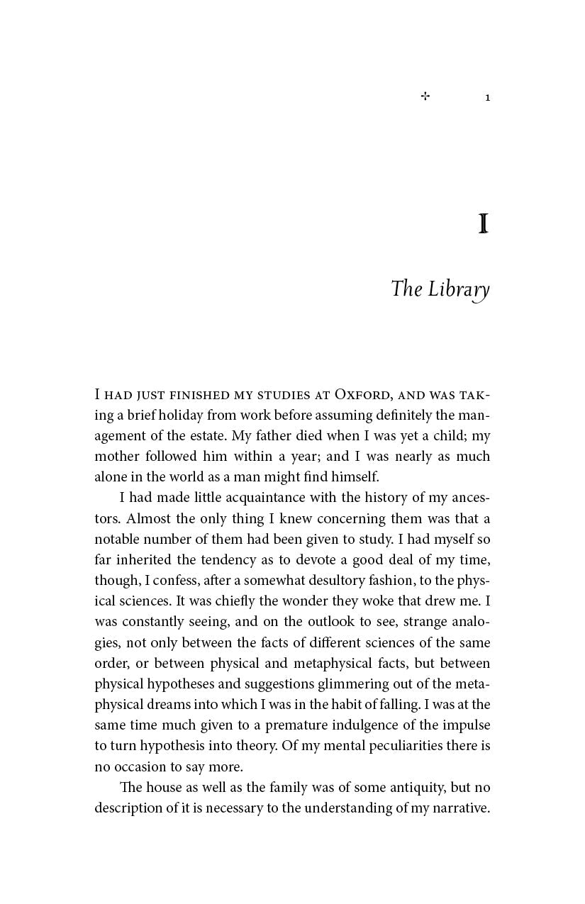 Book page with printed text and heading The Library