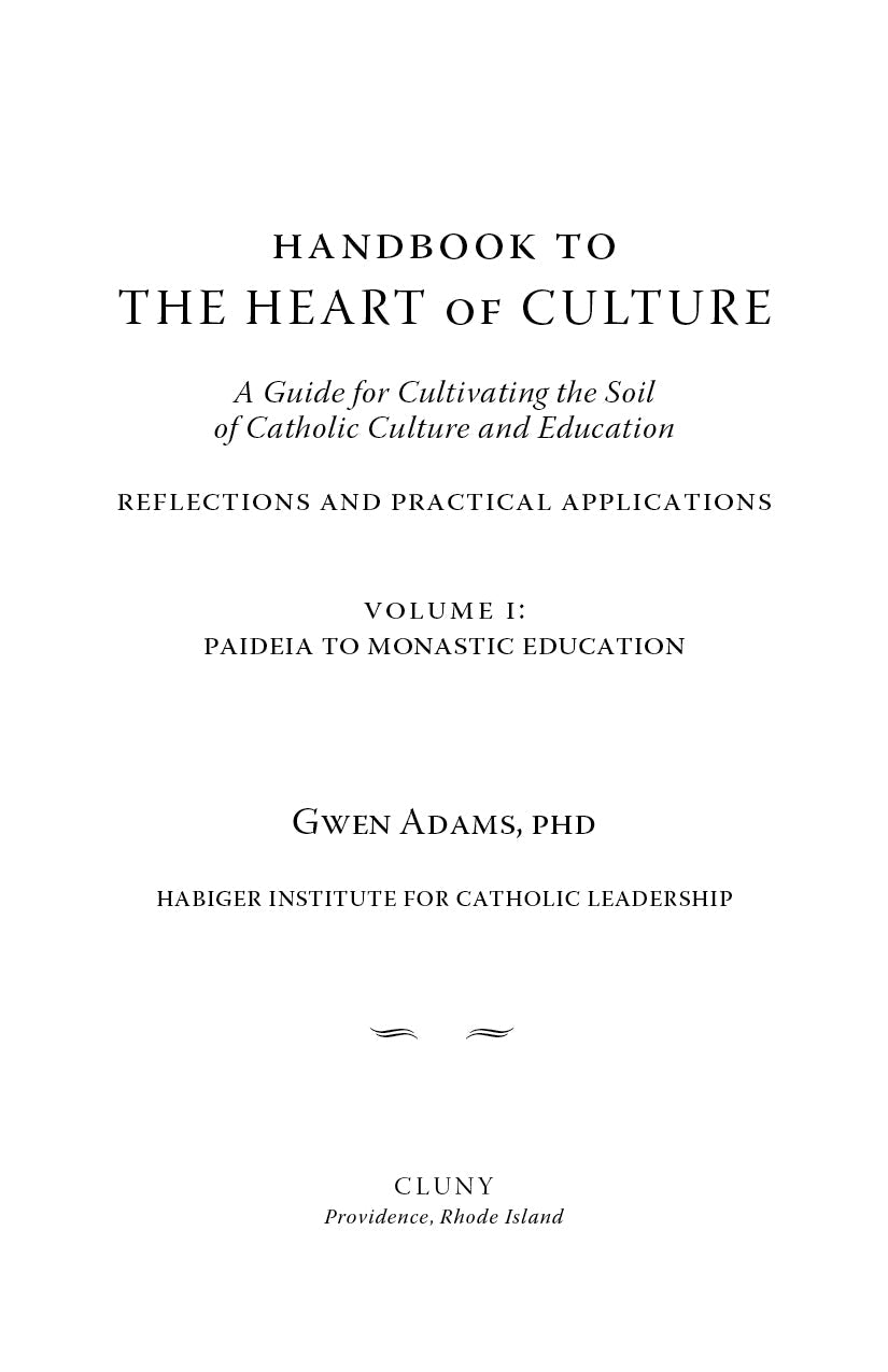 Book title page: Handbook to the Heart of Culture, Volume I, with author and institute