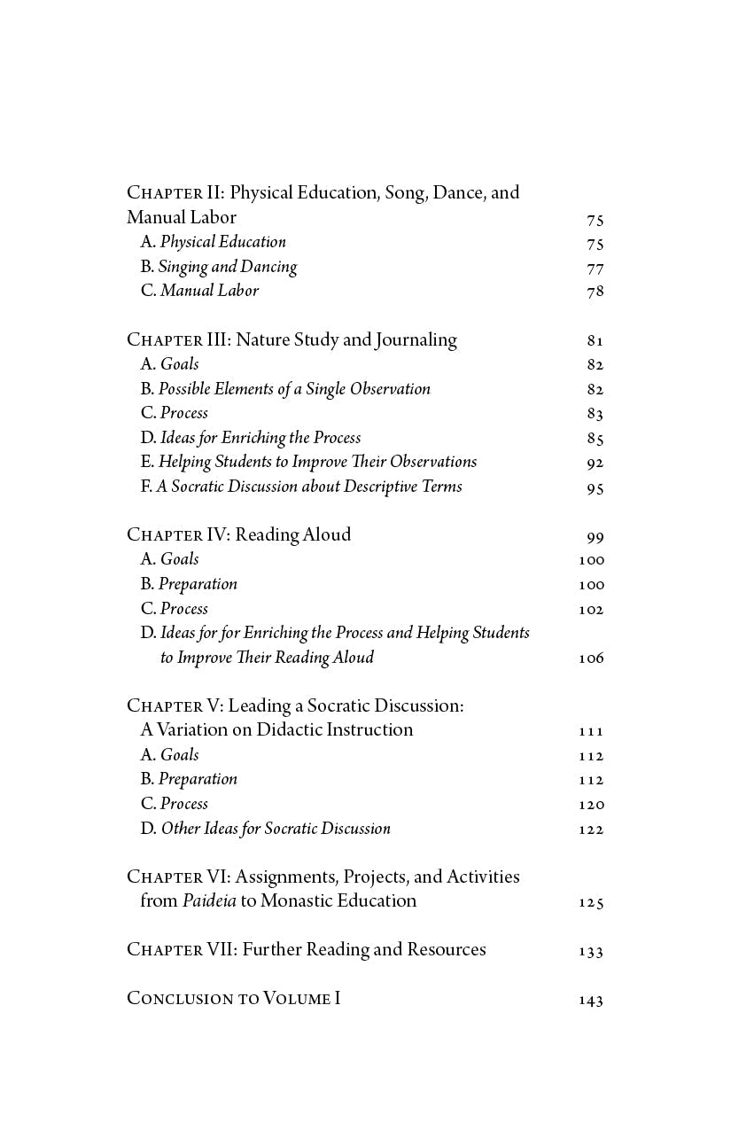 Book contents page continuing chapters II–VII with page numbers for Volume I