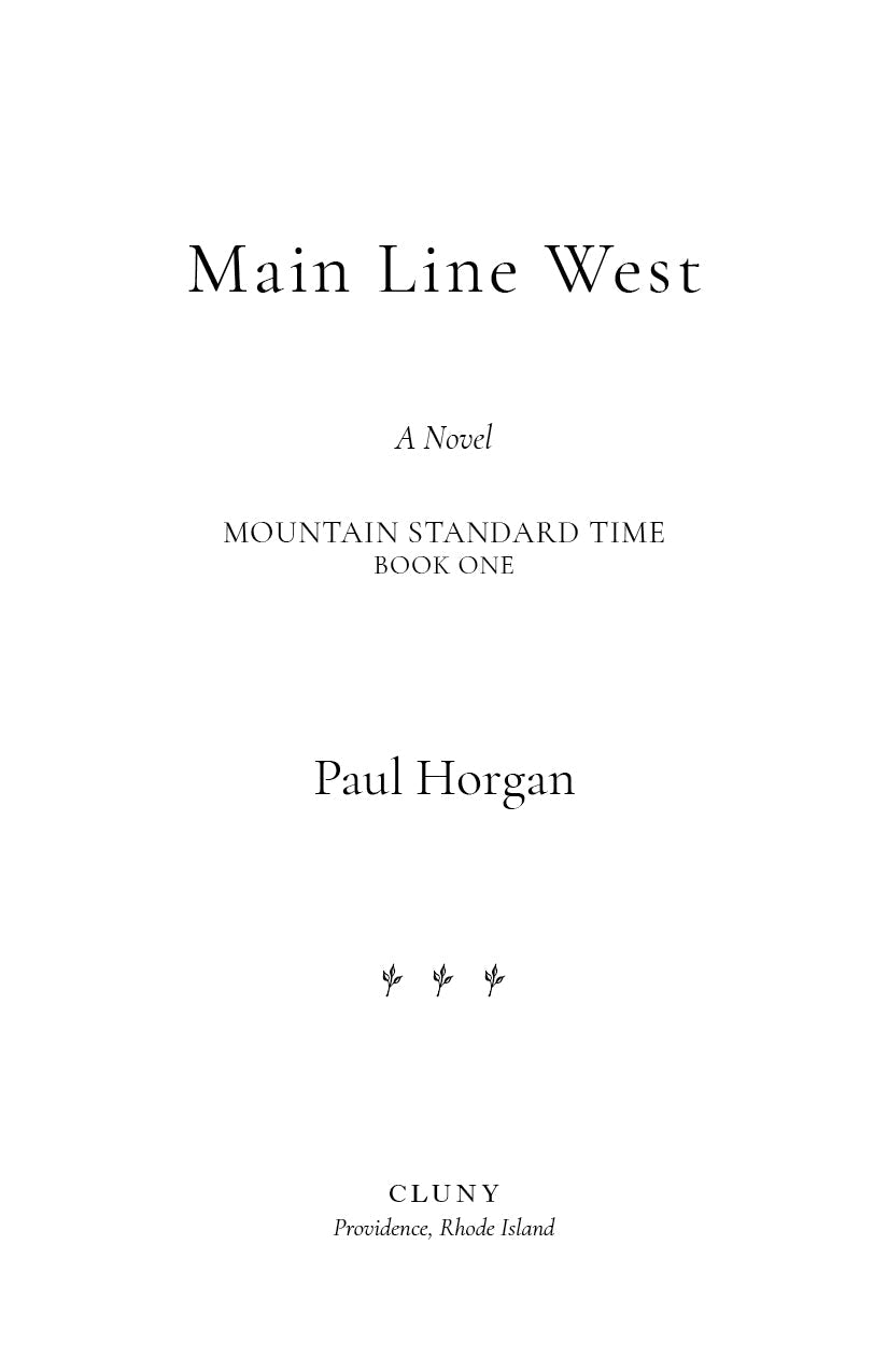 Novel title page with A Novel label, author Paul Horgan, and CLUNY